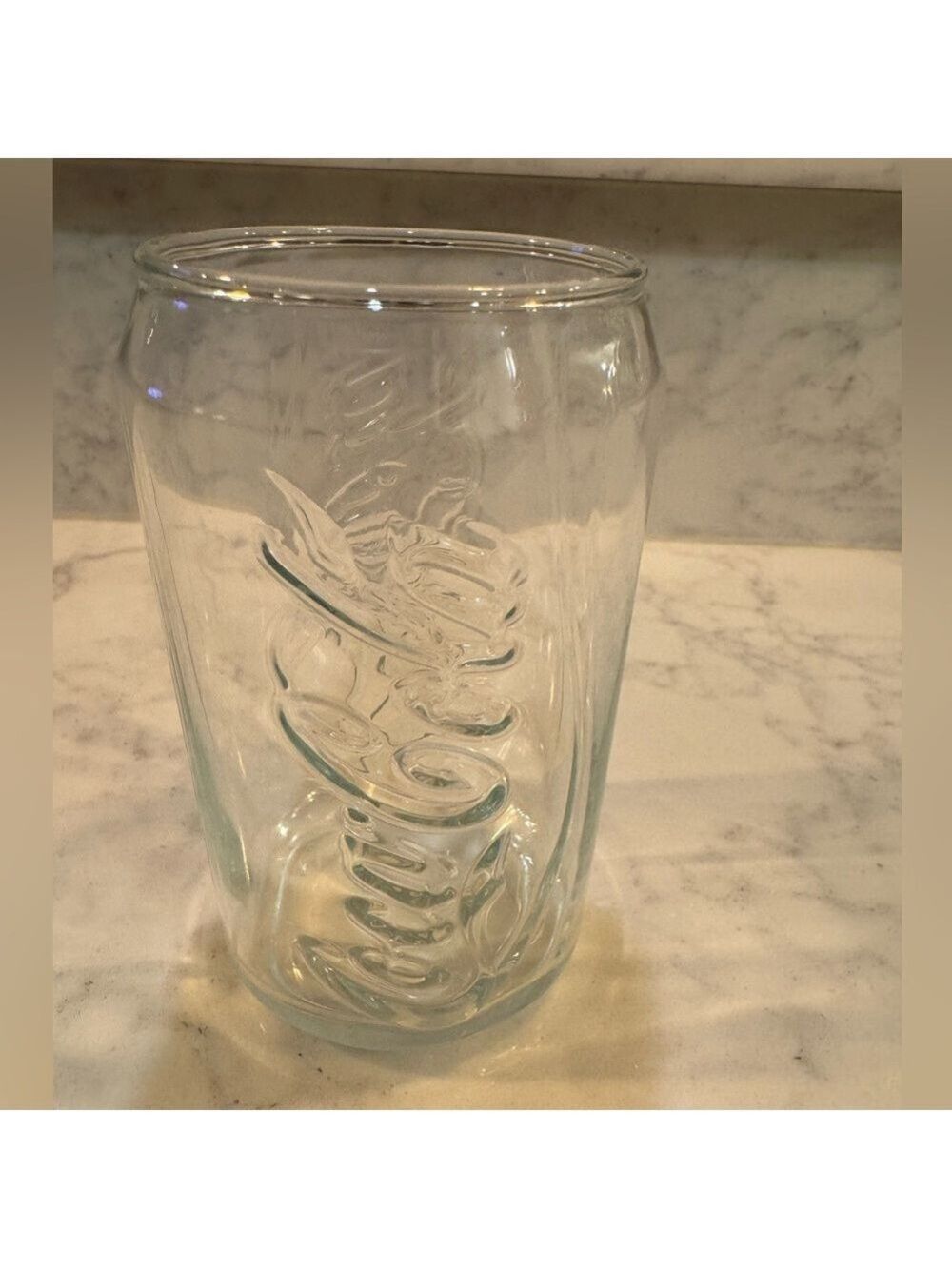 Coca cola can shaped clear glass. Vintage!